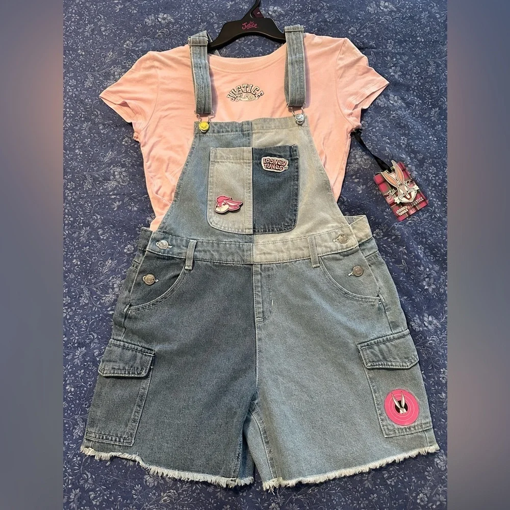 Vintage Justice LooneyTunes Blue Denim Overalls